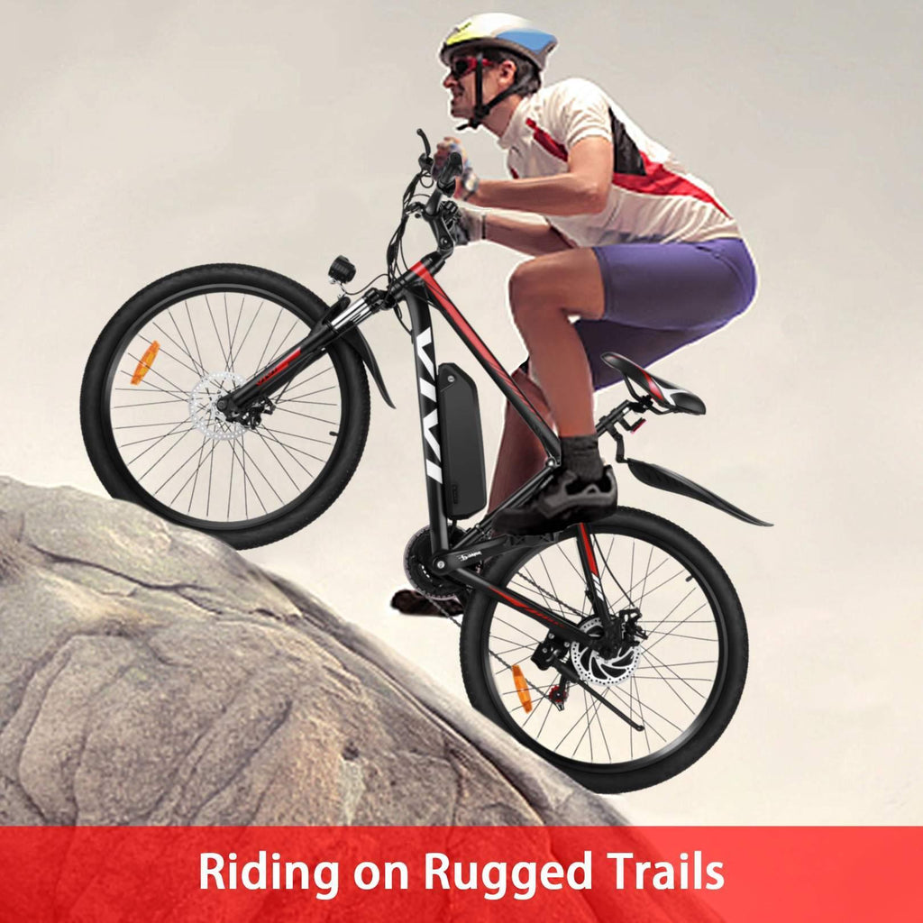 26" 21 Speed Shifter Adult Electric Mountain Bicycle for Adults Men  Sports &amp; Commute &amp; Entertainment, with Removable 10.4Ah Lithium-Ion Battery&amp;LED Headlight--Anti-Skid Anti-Vibration