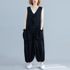 Three-dimensional Pocket V-neck Sleeveless Jumpsuit September