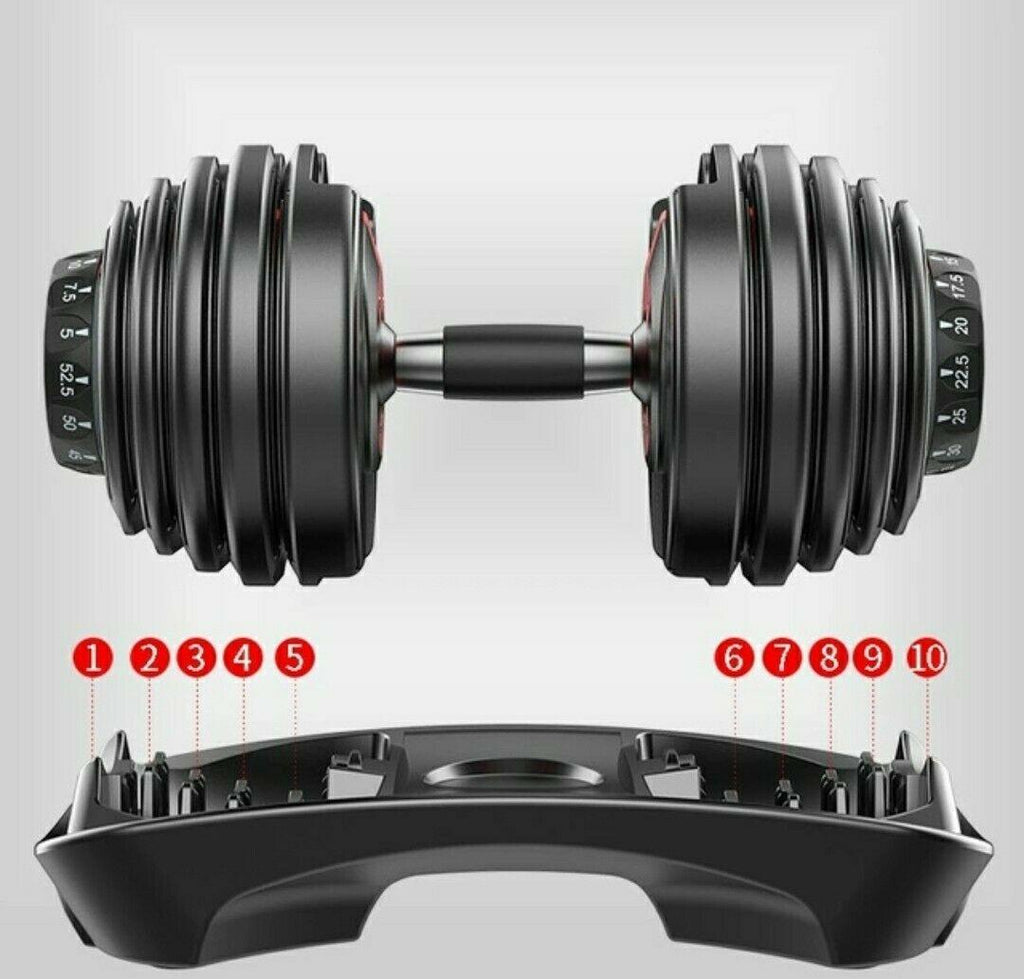 FitNest - Adjustable Dumbbells Set of 2 x 52.5 lbs Each Dumbbell (105 lbs Total)