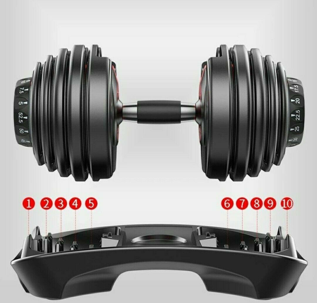 FitNest - Adjustable Dumbbells Set of 2 x 52.5 lbs Each Dumbbell (105 lbs Total)