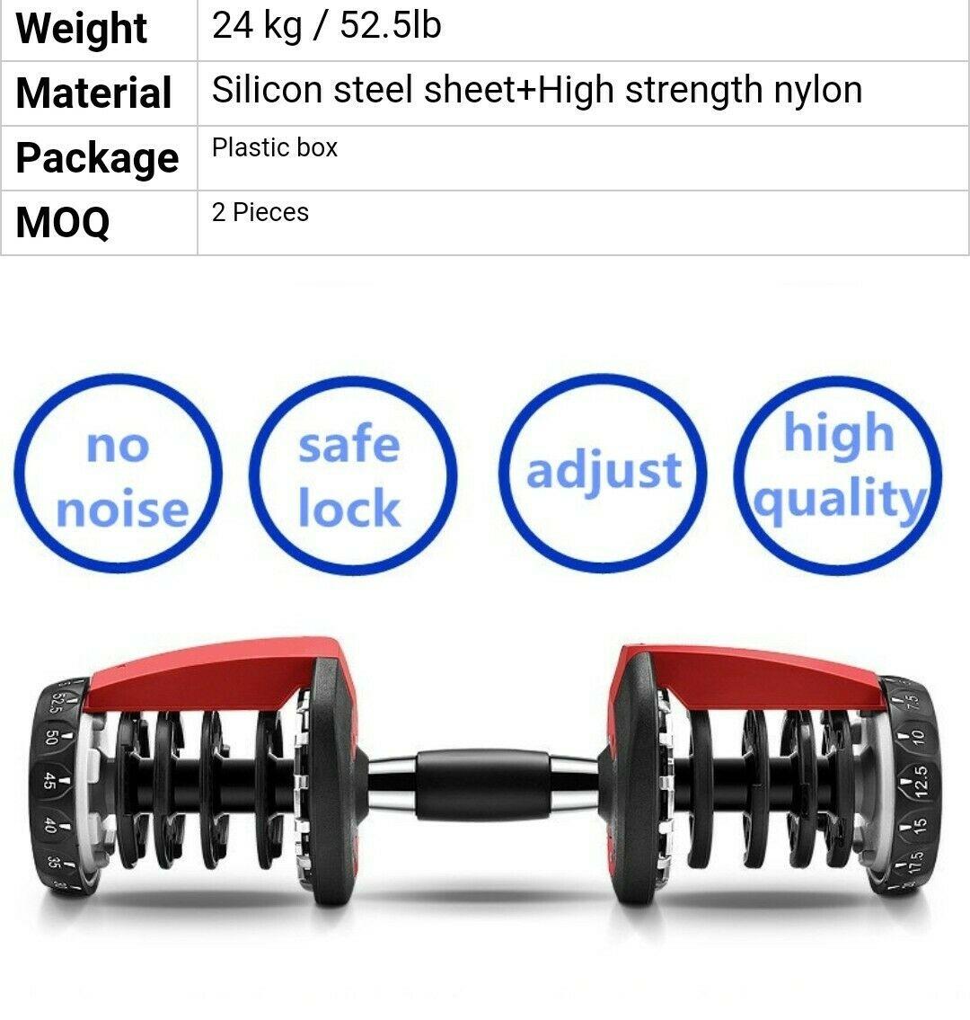 FitNest - Adjustable Dumbbells Set of 2 x 52.5 lbs Each Dumbbell (105 lbs Total)