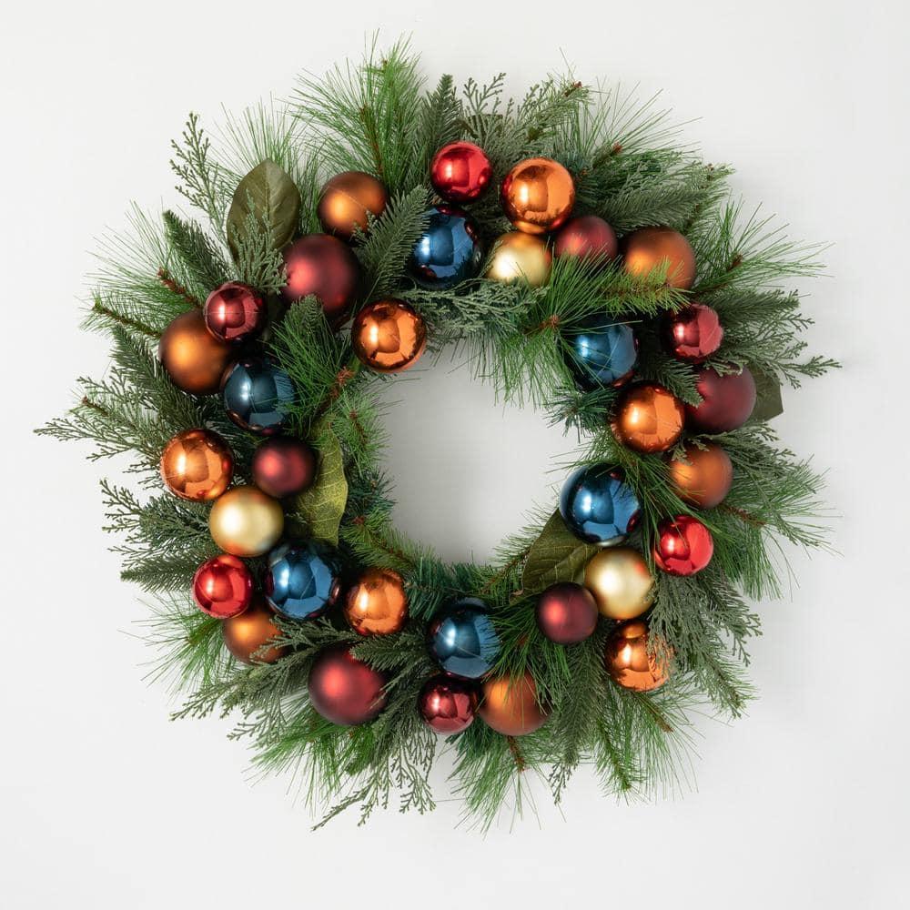 27 in. Unlit Multi-Color Festive Ornamental Pine Artificial Christmas Wreath
