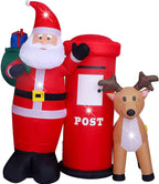 ADSVMEL 6FT Christmas Decoration LED Lights Inflatable Father Christmas Christmas Moose Mailbox Ground Fork Transformer Blower Rope Christmas Yard Garden Decoration Indoor Outdoor Blow Up