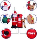 ADSVMEL 6FT Christmas Decoration LED Lights Inflatable Father Christmas Christmas Moose Mailbox Ground Fork Transformer Blower Rope Christmas Yard Garden Decoration Indoor Outdoor Blow Up