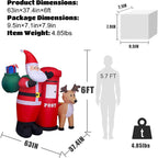 ADSVMEL 6FT Christmas Decoration LED Lights Inflatable Father Christmas Christmas Moose Mailbox Ground Fork Transformer Blower Rope Christmas Yard Garden Decoration Indoor Outdoor Blow Up