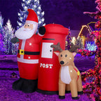 ADSVMEL 6FT Christmas Decoration LED Lights Inflatable Father Christmas Christmas Moose Mailbox Ground Fork Transformer Blower Rope Christmas Yard Garden Decoration Indoor Outdoor Blow Up