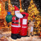 ADSVMEL 6FT Christmas Decoration LED Lights Inflatable Father Christmas Christmas Moose Mailbox Ground Fork Transformer Blower Rope Christmas Yard Garden Decoration Indoor Outdoor Blow Up