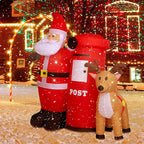 ADSVMEL 6FT Christmas Decoration LED Lights Inflatable Father Christmas Christmas Moose Mailbox Ground Fork Transformer Blower Rope Christmas Yard Garden Decoration Indoor Outdoor Blow Up