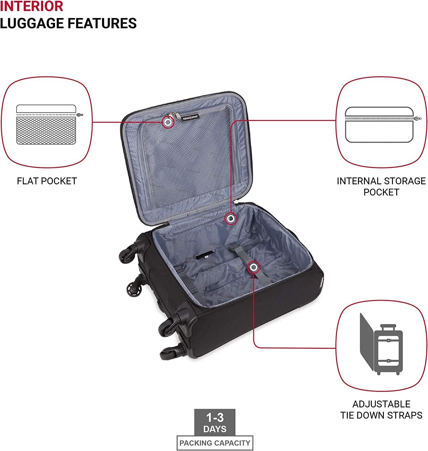4010 Softside Luggage with Spinner Wheels, Black, Carry-On 18-Inch