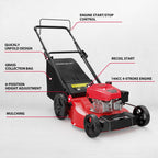 21" 2-in-1 Push Lawn Mower, 144cc Engine,Mulching, Bagging, High Wheels, Lightweight and Easy Assembly,6 Cutting Height, Lightweight,for Garden Yard