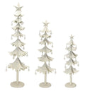 Set of 3 White and Clear Gem Accented Tabletop Christmas Tree 33"