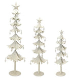 Set of 3 White and Clear Gem Accented Tabletop Christmas Tree 33"