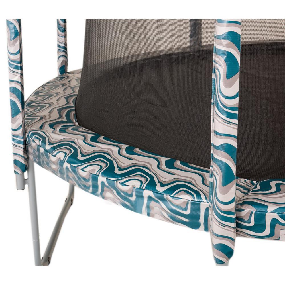 14 ft. Maui Marble Trampoline Appearance Replacement Round Safety Pad with 12-Pole Sve Protectors Set