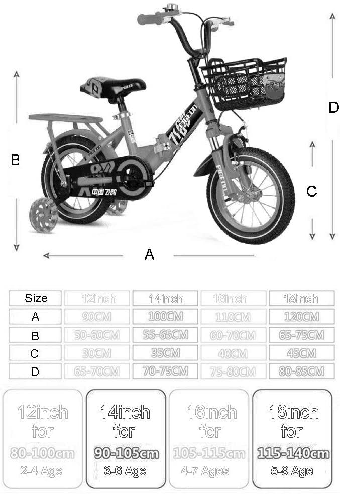 JLFSDB Kids Bike BMX Bike for Kids Boys Girls Bicycle Foldable Children's Bicycles Boys Girls Pedal Bicycle High-Carbon Steel with Flash Wheel,in Size 12” 14” 16” 18” (Color : Pink, Size : 14inch)