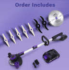 Weed Wacker Cordless,  Weed Eater Battery Powered with Nylon/Steel/Saw Blade, 20V Weed Trimmer/Edger/Cutter (One 2.5Ah Battery)