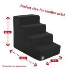 3 Step Black Velvet Suede Pet Stairs by Majestic Pet Products