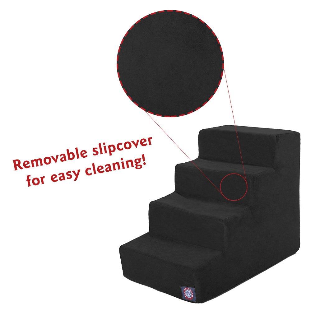 3 Step Black Velvet Suede Pet Stairs by Majestic Pet Products