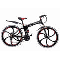 SUNYUAN Adult Folding Bikes, 26 Inch Mountain Bike with 21 Speed Dual Disc Brakes Full Suspension Non-Slip Bikes,Double Shock Absorption Outroad Mountain Red