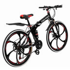Sokhug Outroad Mountain Bike 26-In. Wheel 21 Speed 6 Spoke Double Disc Brake Bicycle for Adult or Teens, Black