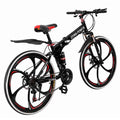 Abcnature 26" Men's Outroad Mountain Bike 21-Speed Folding Double Disc Brake Bicycle Black