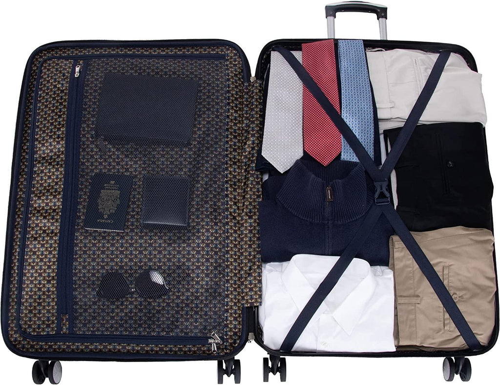 Norwich Luggage Collection Lightweight Hardside Pet Expandable 8-Wheel Spinner Travel Suitcase Bag, Rose Gold, 28-Inch Checked
