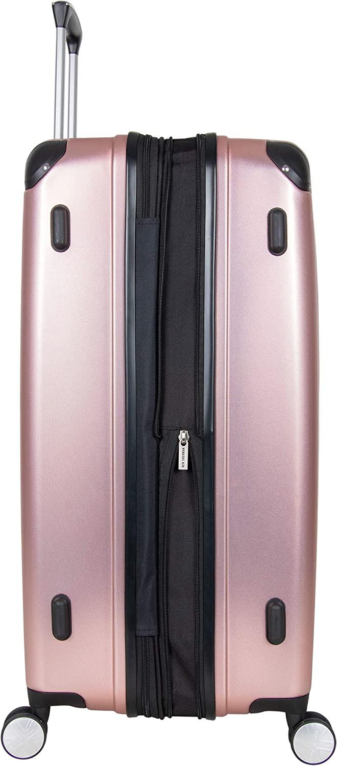 Norwich Luggage Collection Lightweight Hardside Pet Expandable 8-Wheel Spinner Travel Suitcase Bag, Rose Gold, 28-Inch Checked