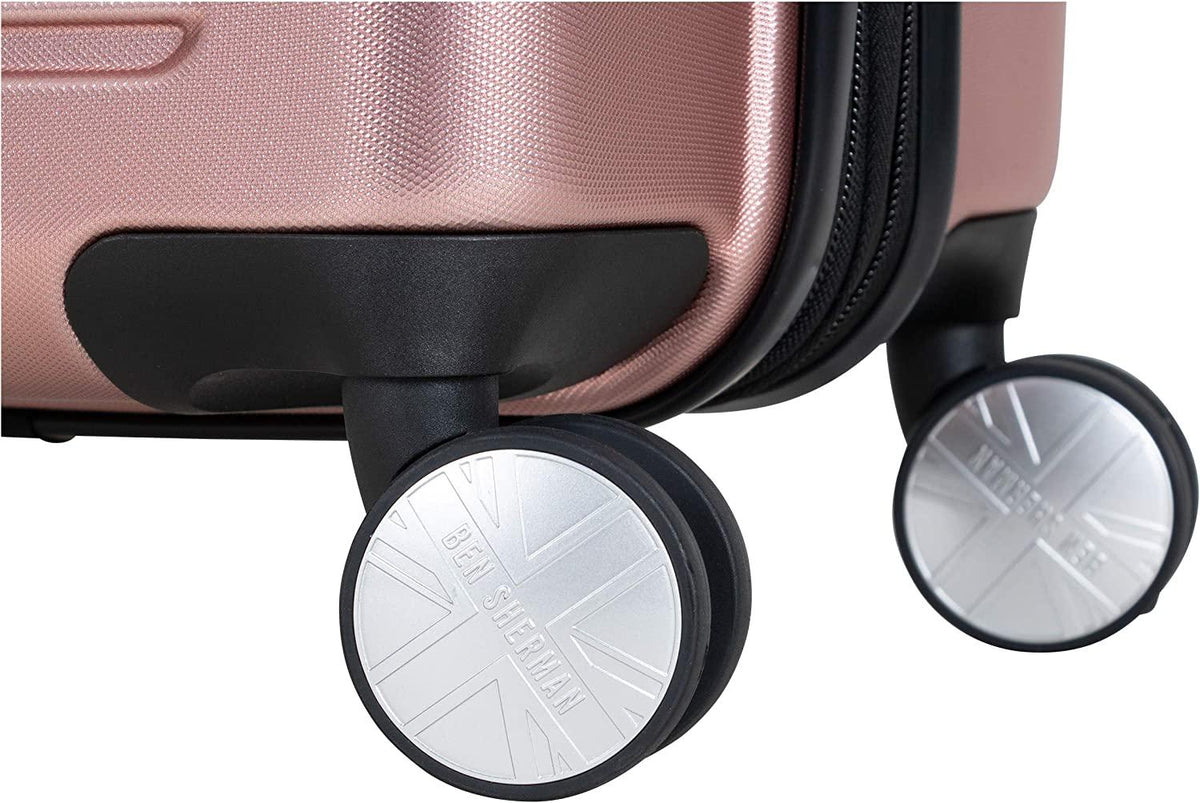 Norwich Luggage Collection Lightweight Hardside Pet Expandable 8-Wheel Spinner Travel Suitcase Bag, Rose Gold, 28-Inch Checked