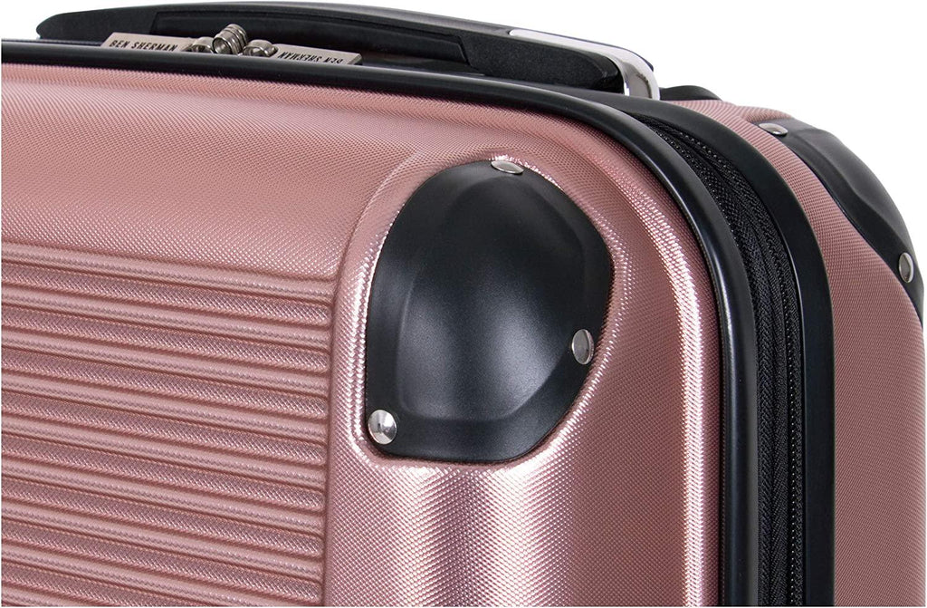 Norwich Luggage Collection Lightweight Hardside Pet Expandable 8-Wheel Spinner Travel Suitcase Bag, Rose Gold, 28-Inch Checked