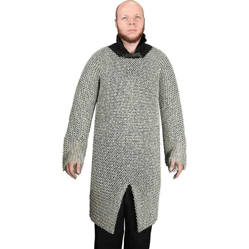 Flat Ring WedRiveted Chainmail Hauberk, size: Lar| Steel by Medieval Collectibles