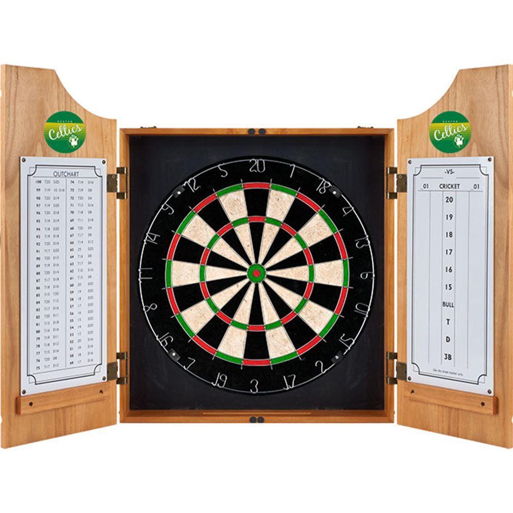 20.5 in. Boston Celtics Hardwood Classics NBA Wood Dart Cabinet Set