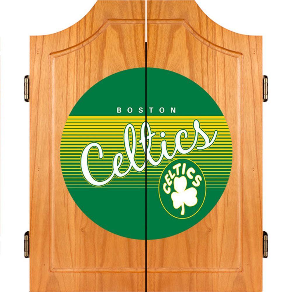 20.5 in. Boston Celtics Hardwood Classics NBA Wood Dart Cabinet Set