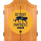 VAF 21 in. Detroit Panthers Wood Dart Board Cabinet Set
