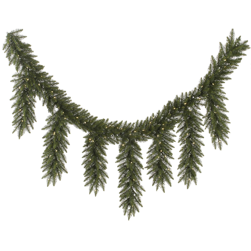 Vickerman 9' Camdon Fir Icicle Artificial Christmas Garland, Warm White LED Mini Lights - Faux Holiday Icicle Garland - Indoor Seasonal Home Decor