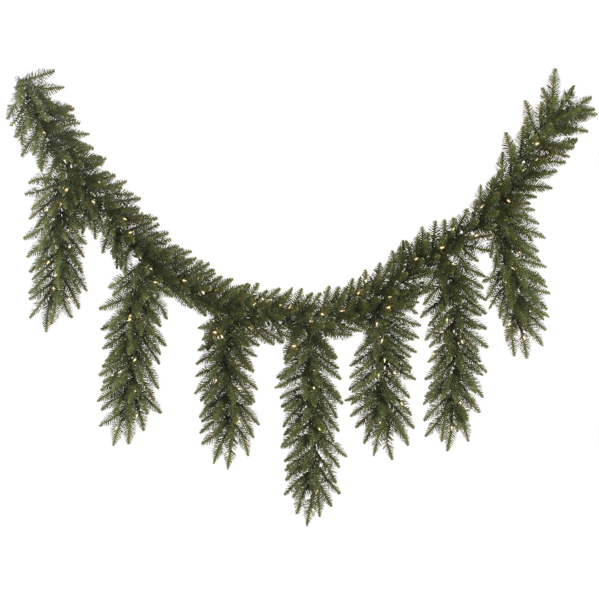 Vickerman 9' Camdon Fir Icicle Artificial Christmas Garland, Warm White LED Mini Lights - Faux Holiday Icicle Garland - Indoor Seasonal Home Decor