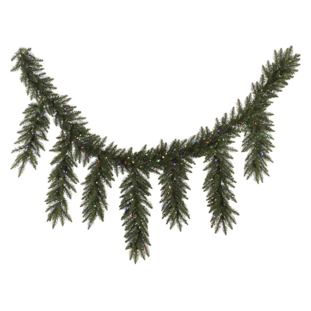 Vickerman 9' Camdon Fir Icicle Artificial Christmas Garland, Warm White LED Mini Lights - Faux Holiday Icicle Garland - Indoor Seasonal Home Decor
