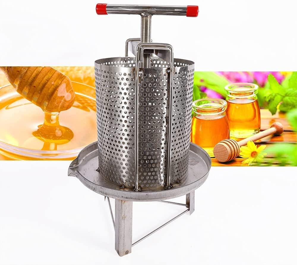 manual honey extractor, beeswax extractor beekeeping tool, stainless steel press machine for home restaurant bee farms, wax beekeeping presser for wax wine fruit vegetable