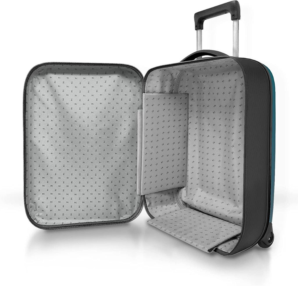 Flex Vega Cabin Plus Collapsible Suitcase - Fully Collapsible, Hardshell, Silent, Coated Wheels for Smooth Gliding, Scratch, Water &amp; Impact Resistant Carry-On 21-Inch (11.8 Gal packing volume), Deep Lagoon