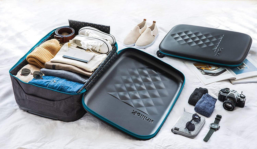 Flex Vega Cabin Plus Collapsible Suitcase - Fully Collapsible, Hardshell, Silent, Coated Wheels for Smooth Gliding, Scratch, Water &amp; Impact Resistant Carry-On 21-Inch (11.8 Gal packing volume), Deep Lagoon