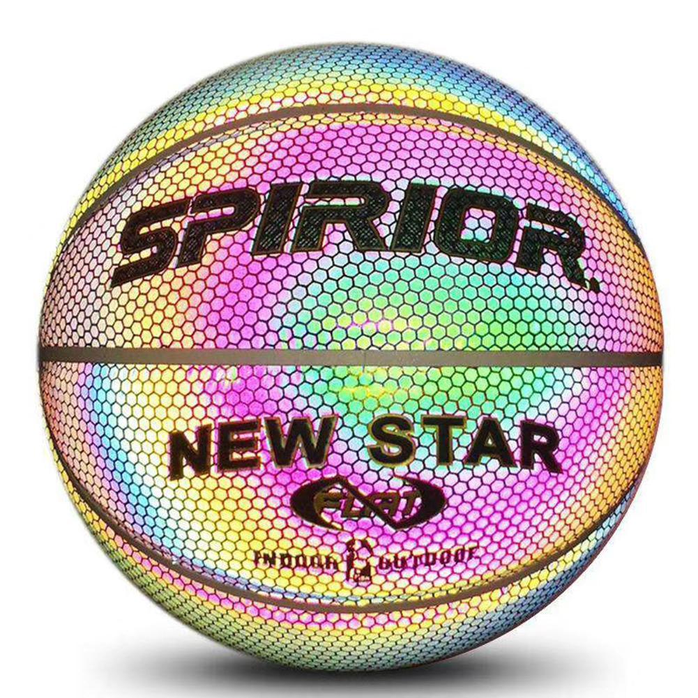 ankishi Holographic Glowing Reflective Basketball Lighted Flash Glow Basketball Perfect Night Game Toy Gift for Kids Boys Indoor and Outdoor Use