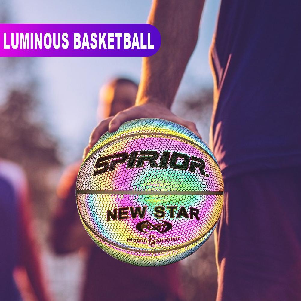 ankishi Holographic Glowing Reflective Basketball Lighted Flash Glow Basketball Perfect Night Game Toy Gift for Kids Boys Indoor and Outdoor Use