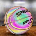 ankishi Holographic Glowing Reflective Basketball Lighted Flash Glow Basketball Perfect Night Game Toy Gift for Kids Boys Indoor and Outdoor Use