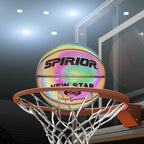 ankishi Holographic Glowing Reflective Basketball Lighted Flash Glow Basketball Perfect Night Game Toy Gift for Kids Boys Indoor and Outdoor Use