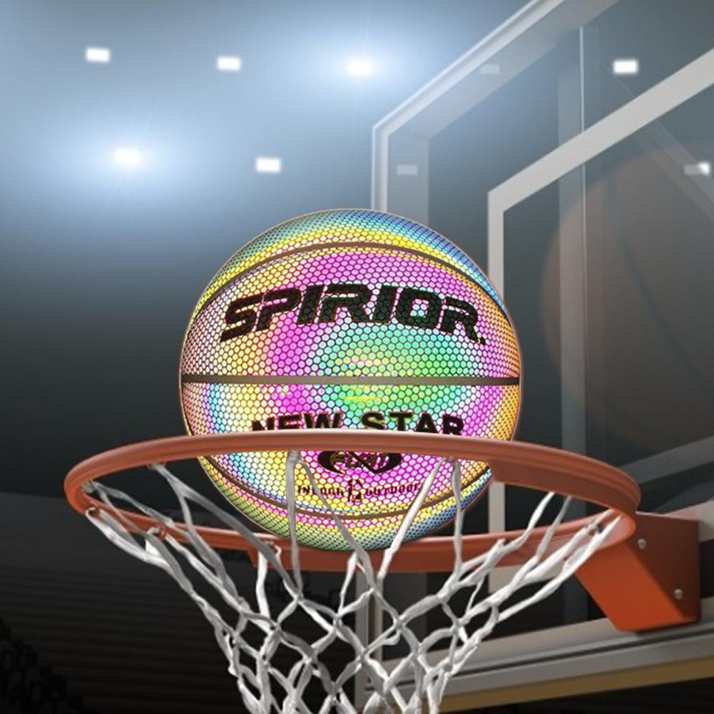 Atralife Holographic Glowing Reflective Basketball Lighted Flash Glow Basketball Perfect Night Game Toy Gift for Kids Boys Indoor and Outdoor Use