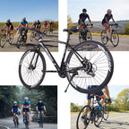 Aluminum Road Bike, 21 Speed Disc Brakes Aluminum Frame Road Bicycles Begasso s Full Suspension Road Bike, 700c Dual Disk Brake  Release Racing Bicycles (Blue/White)