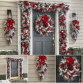 Red And White Holiday Trim Front Door Wreath Christmas Home Restaurant Decoration(ABC)