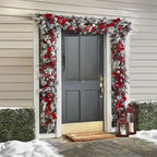 Red And White Holiday Trim Front Door Wreath Christmas Home Restaurant Decoration(ABC)