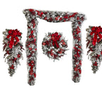 Red And White Holiday Trim Front Door Wreath Christmas Home Restaurant Decoration(ABC)