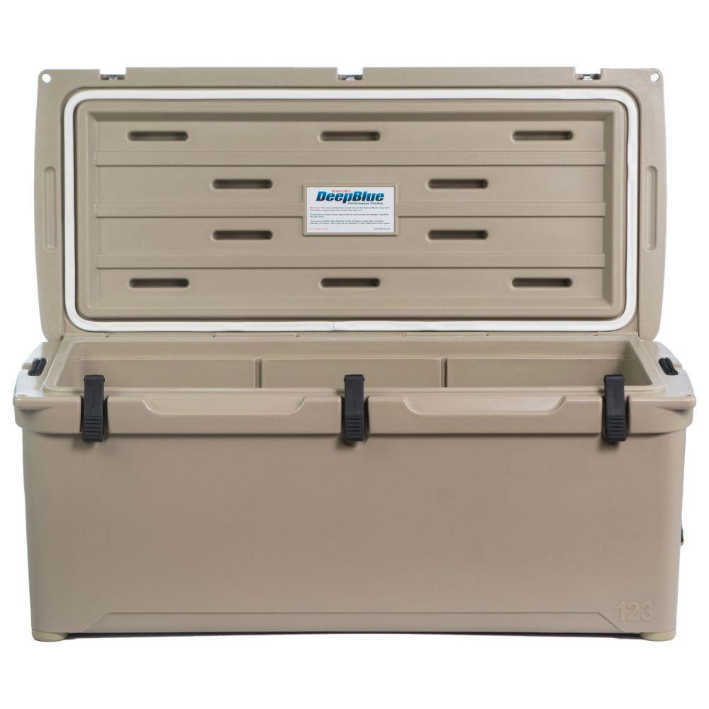 108 Qt. 130-Can High Performance Durable Roto Molded Airtight Ice Cooler in Tan