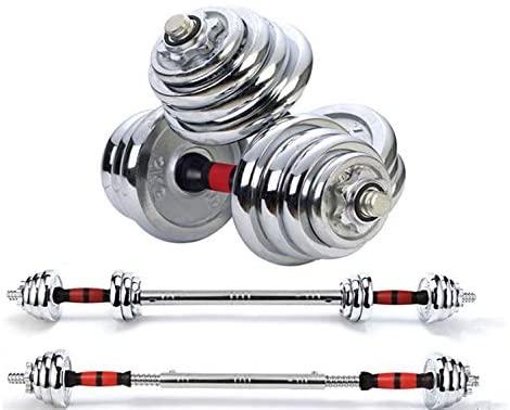 Zoogamo Adjustable Dumbbells Cast Iron Set Weight to 66LbS, Weight with Connecting Rod Used As Barbell, for Men and Women Home Gym Work Out Training Fitness Equipment All-Purpose