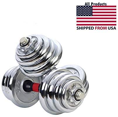 Zoogamo Adjustable Dumbbells Cast Iron Set Weight to 66LbS, Weight with Connecting Rod Used As Barbell, for Men and Women Home Gym Work Out Training Fitness Equipment All-Purpose